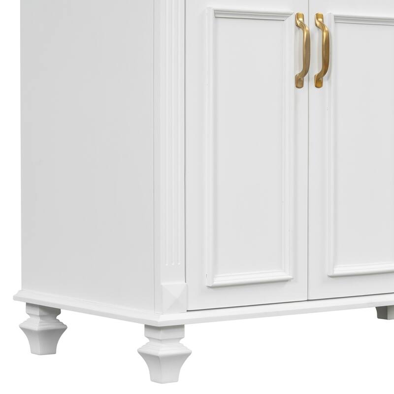 36" Bath Vanity,Flip-Out Drawer 3 Drawers 2 Doors,Engineered Wood Gold