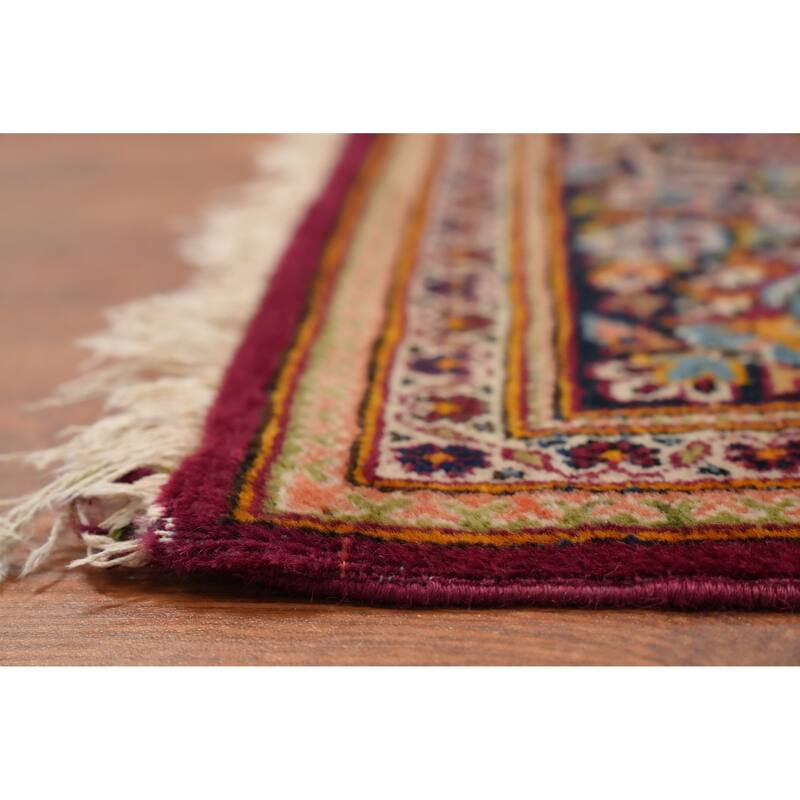 Hand Knotted Oriental 100% Wool Carpet Traditional Floral Red Kashan (Dabir) Area Rug - 6' 6'' X 4' 4''