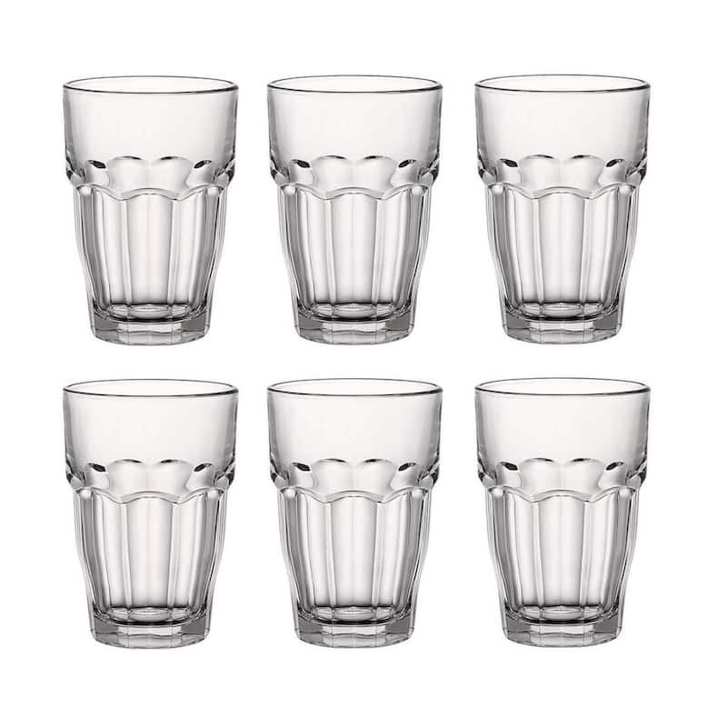 Bormioli Rocco Set of 6 Rock Bar Cooler Stackable Drink Glasses - 16.25 oz. - 16.25 oz. - Clear