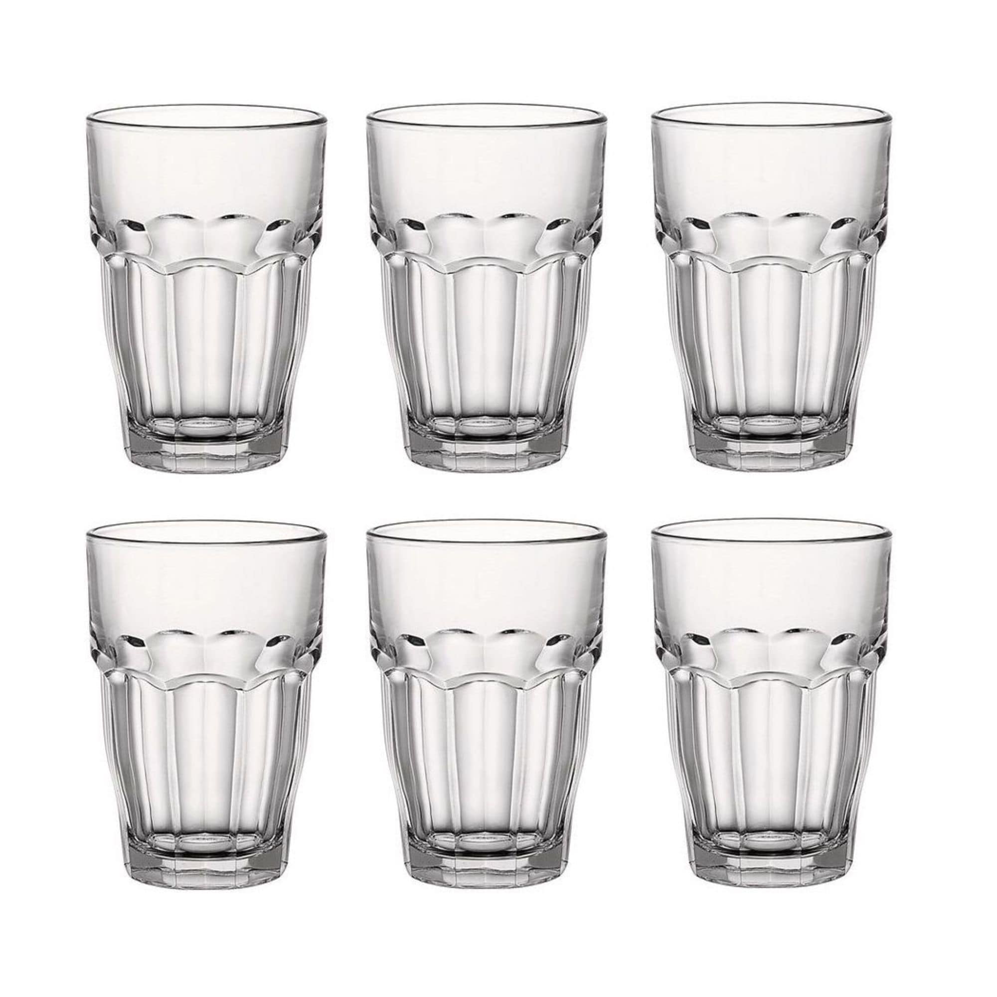 Bormioli Rocco Set of 6 Rock Bar Cooler Stackable Drink Glasses - 16.25 oz.