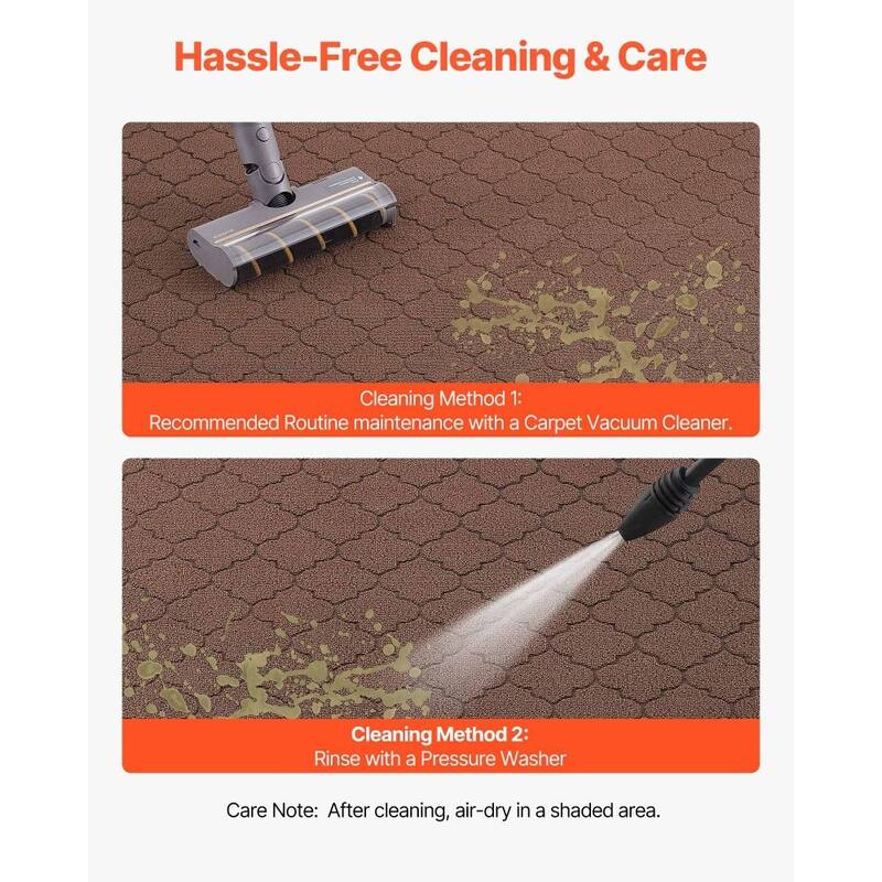 Brown Carpet Front Door Mat with Printed Pattern, Non-Slip Backing and Durable Surface - 47 x 35 x 0.28 in