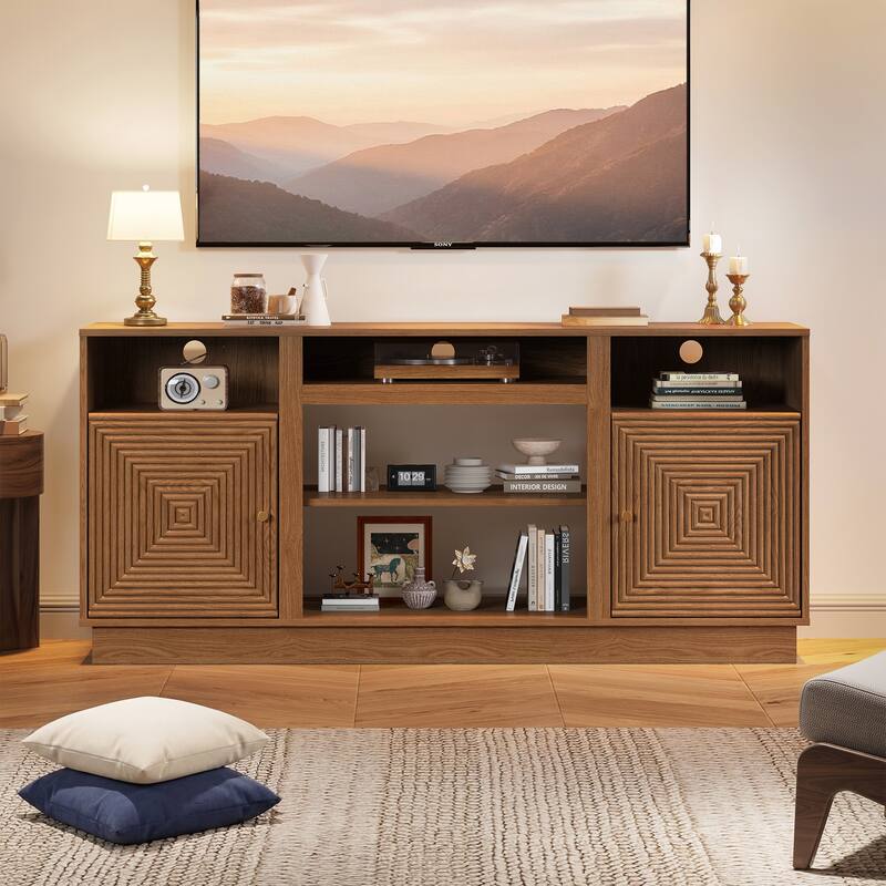 59'' TV Stand for TVs Up to 65'' with Storage and Adjustable Shelves - n/a - Brown