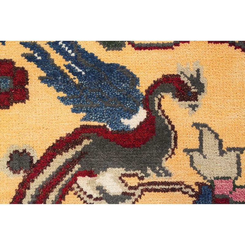 Hand Knotted Oriental 100% Wool Carpet Traditional Floral Yellow & Gold Ziegler Area Rug - 9' 11'' X 8' 0''