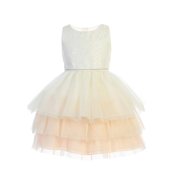 Sweet Kids Girls 8 Pink Ivory Mesh Lace Easter Flower Girl Dress