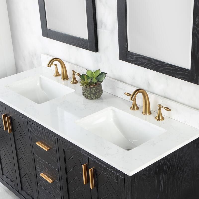 Altair Gazsi Bathroom Vanity with Composite Stone Countertop with Mirror