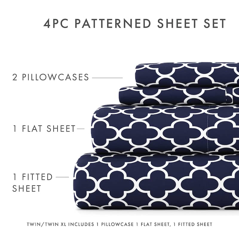 Becky Cameron Ultra Soft Printed 4-piece Deep Pocket Bed Sheet Set
