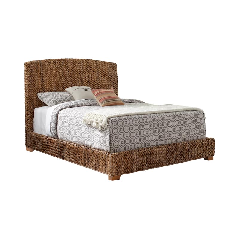 Laughton Coastal Banana Leaf Panel Bed Amber - King