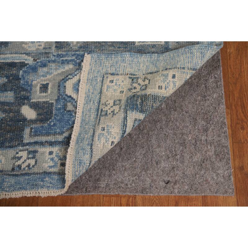 Hand Knotted Oriental 100% Wool Carpet Transitional All-Over Navy Blue & Blues Oushak Area Rug - 11' 1'' X 9' 3''