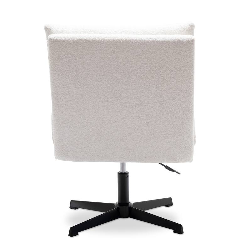 Modern Teddy Fabric Lounge Chair, Adjustable Height, 360° Swivel Armless Accent Chair with Sturdy Metal Base