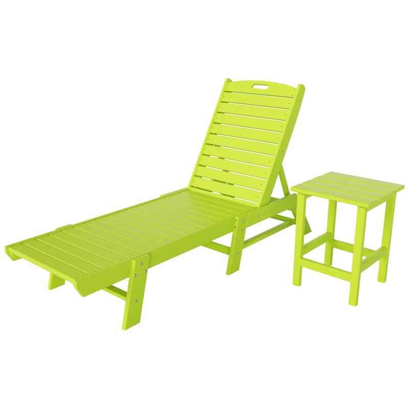 Laguna Hdpe All Weather Outdoor Patio Pool Reclining Armless Chaise Lounges With Side Table (2-Piece Set)
