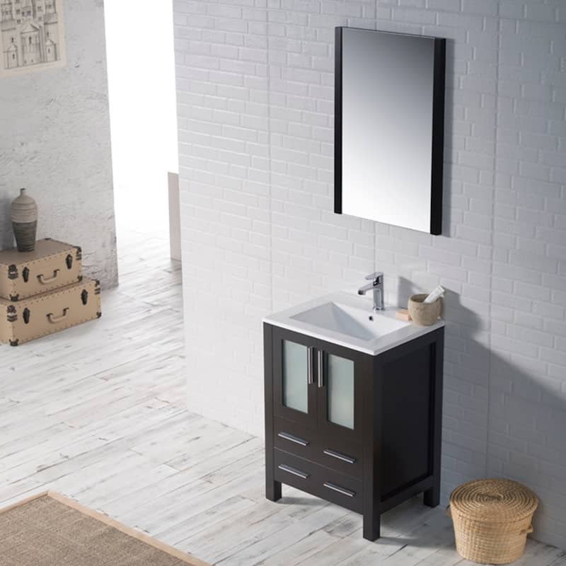 Blossom Solid Wood Double Bathroom Vanity w/ Ceramic Sink & Base