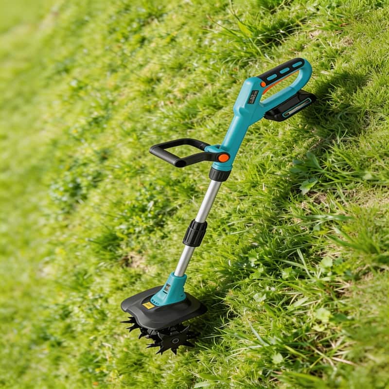 20V Cordless Tiller Cultivator Kit with (2) 2.0Ah Batteries and Charger 9Inch Tilling Width 6.6Inch Depth