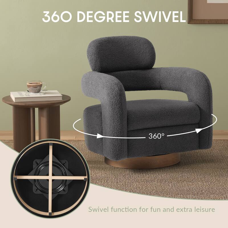 Bayville 29" Wide Sherpa Swivel Chair (Set of 2)