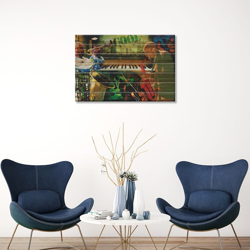 Cool Jazz Print On Wood by Tyler Burke - Multi-Color