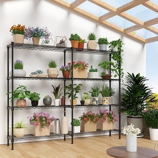 4-Tier Steel Height -Adjustable Storage Rack Heavy Duty Shelving Unit ...