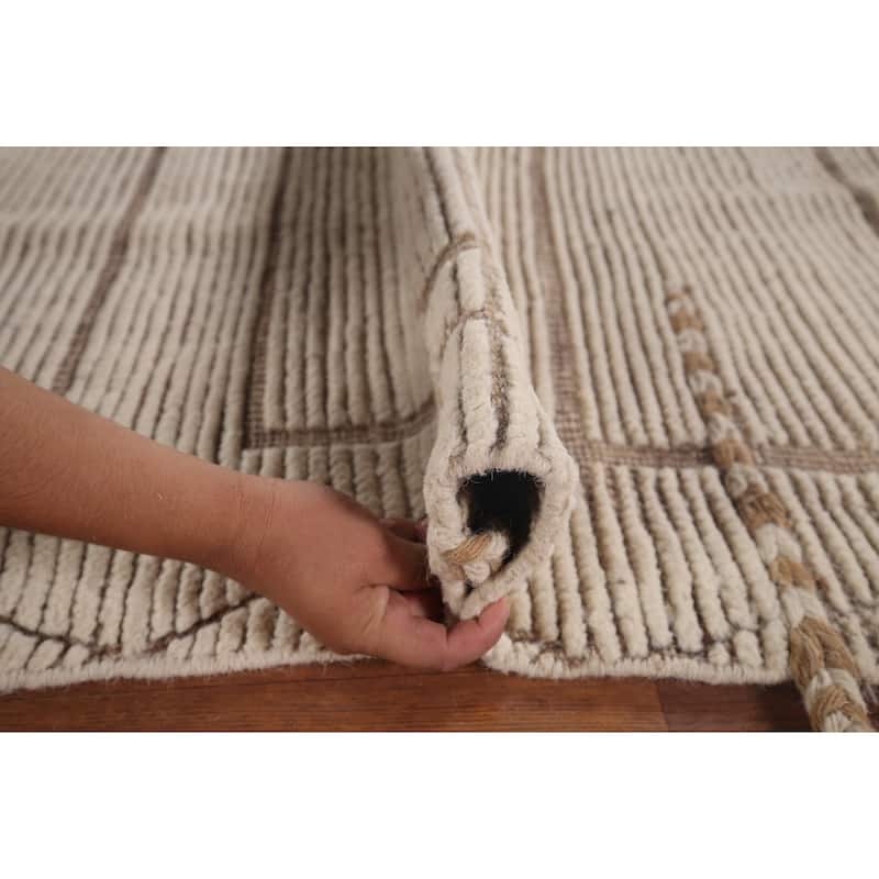 Earth Tone Moroccan Oriental Area Rug Handmade Wool Carpet - 6'0"x 9'4"