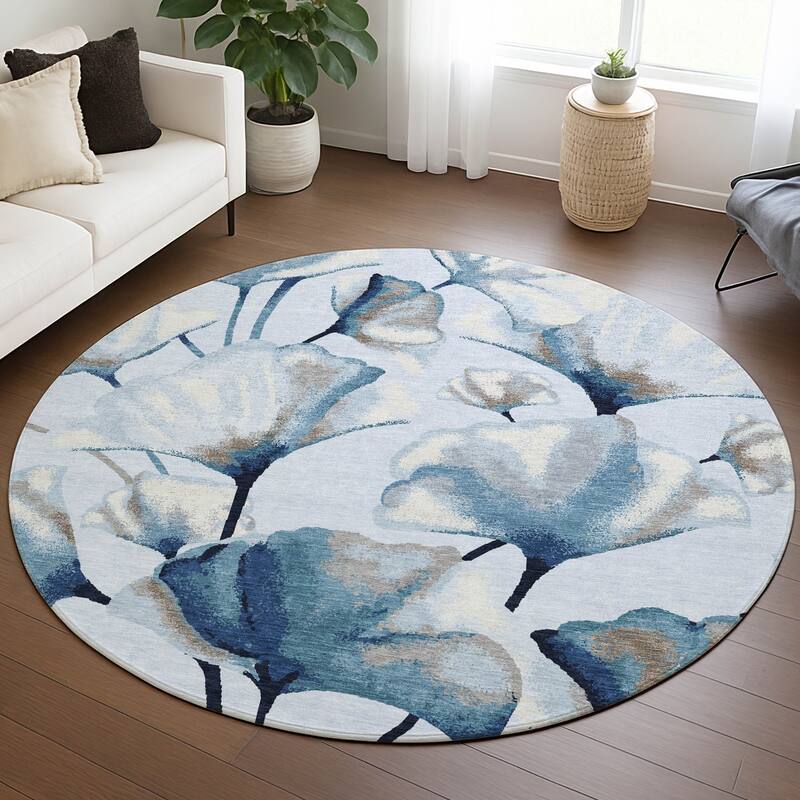 Machine Washable Indoor/ Outdoor Floral Love Chantille Rug