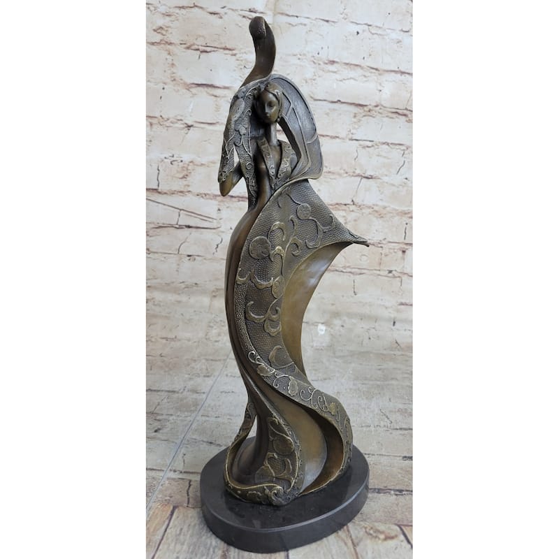 Signed Original Mavchi A Fashion Girl Bronze Sculpture Home Office Decoration