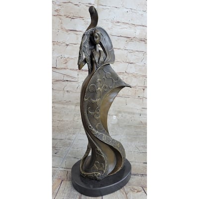 Signed Original Mavchi A Fashion Girl Bronze Sculpture Home Office Decoration