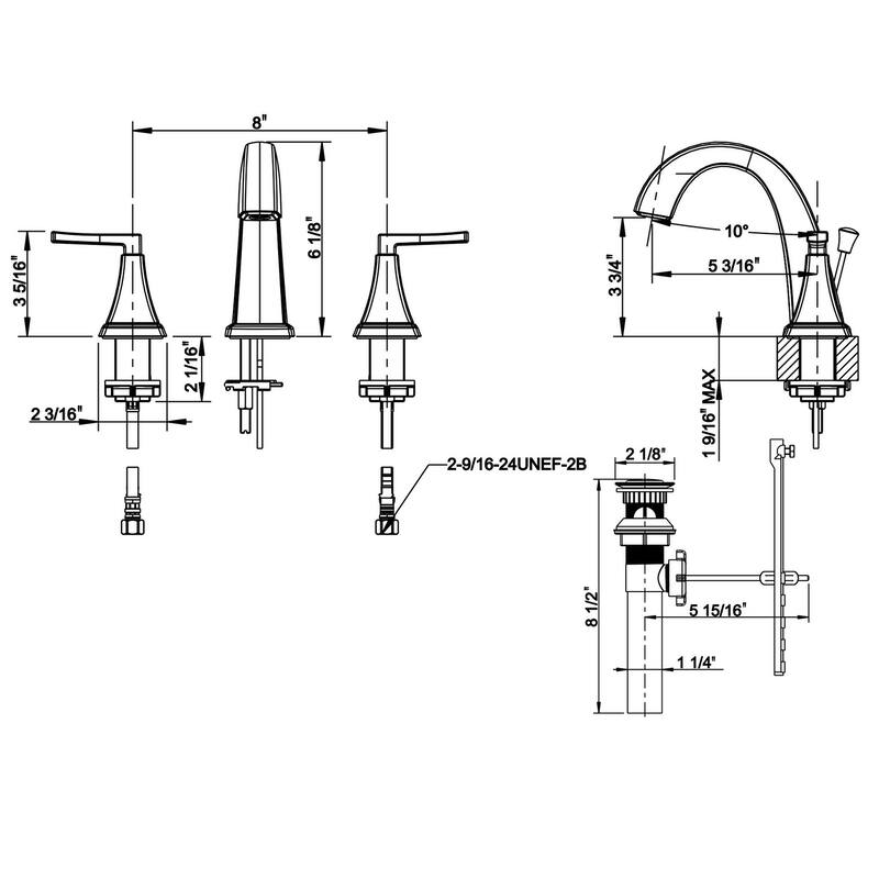 Ultra Faucets Lotto Collection 3-Hole Two-Handle Widespread Lavatory Faucet with Pop-Up Assembly