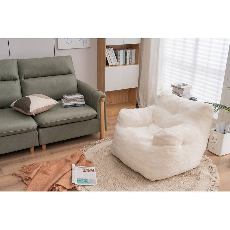 Ultra-Soft Teddy Fabric Memory Foam Bean Bag Chair