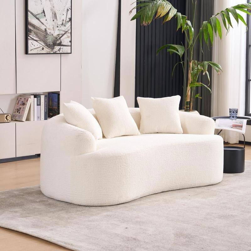 2-Seater Plush Curved Sofa,Pink Chenille,Compact,No Assembly,300lbs