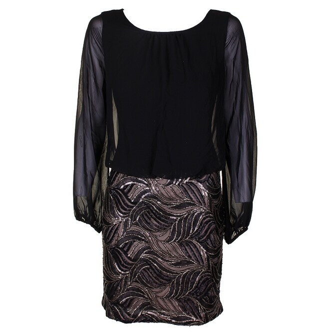 dress black gold illusion