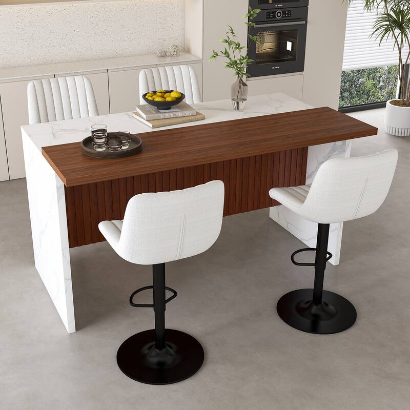 Swivel Bar Stools with Adjustable Height (35.03-43.7 Inches), Backrest, and Soft Knit Fabric - (Set of 2)