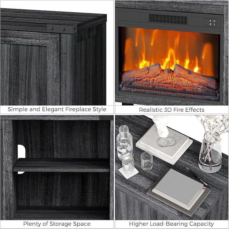 TV Stand For TVs Up To 65" With 23" Electric Fireplace Included, with Remote