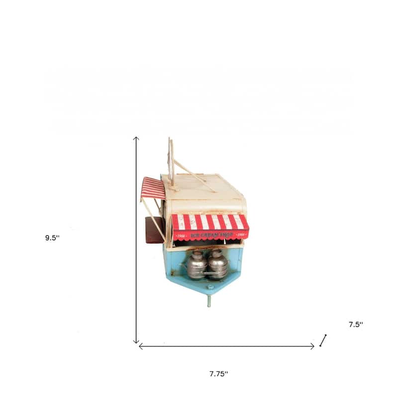 HomeRoots Ice Cream Trailer Metal Model - 7.5' X '7.75' X '9.5
