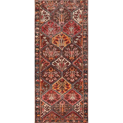 Hand Knotted Oriental 100% Wool Carpet Traditional Geometric Multi-Colored Bakhtiari Runner Rug - 9' 4'' X 3' 4''