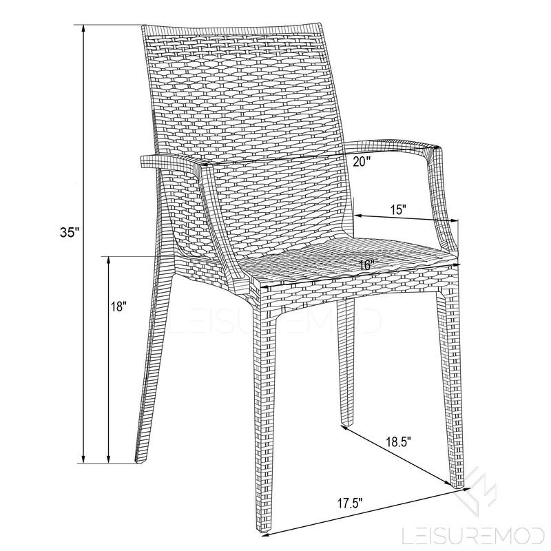 LeisureMod Mace Weave Design Outdoor Patio Armchair (Set of 2)