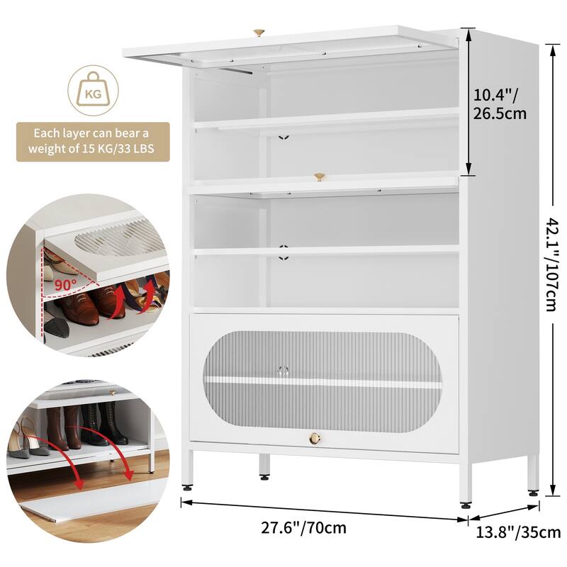 Entryway Shoe Storage Cabinet with 3/4 Flip Doors, Shoe Rack Organizer for Hallway