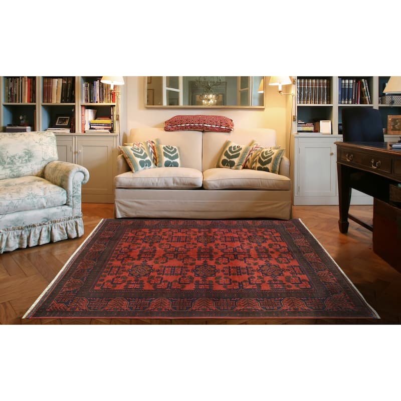 Khal Mohammadi Talia Red/Navy Rug - 5'0" x 6'5"