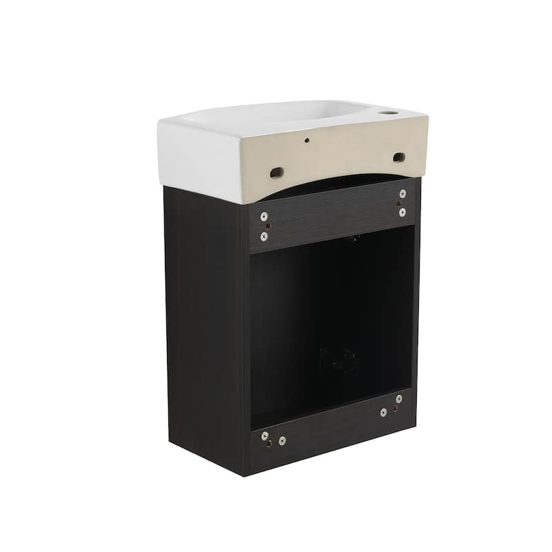 16 in. W Single Sink Freestanding Bath Vanity with White Resin Top