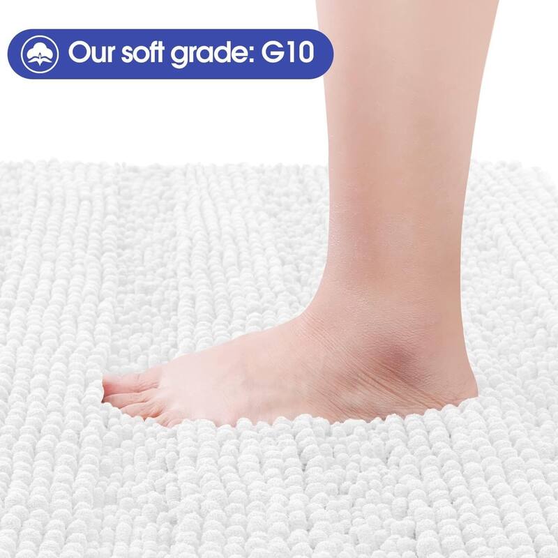 Ultra Soft Striped Non Slip Chenille Bathroom Rug Set 3 Pieces