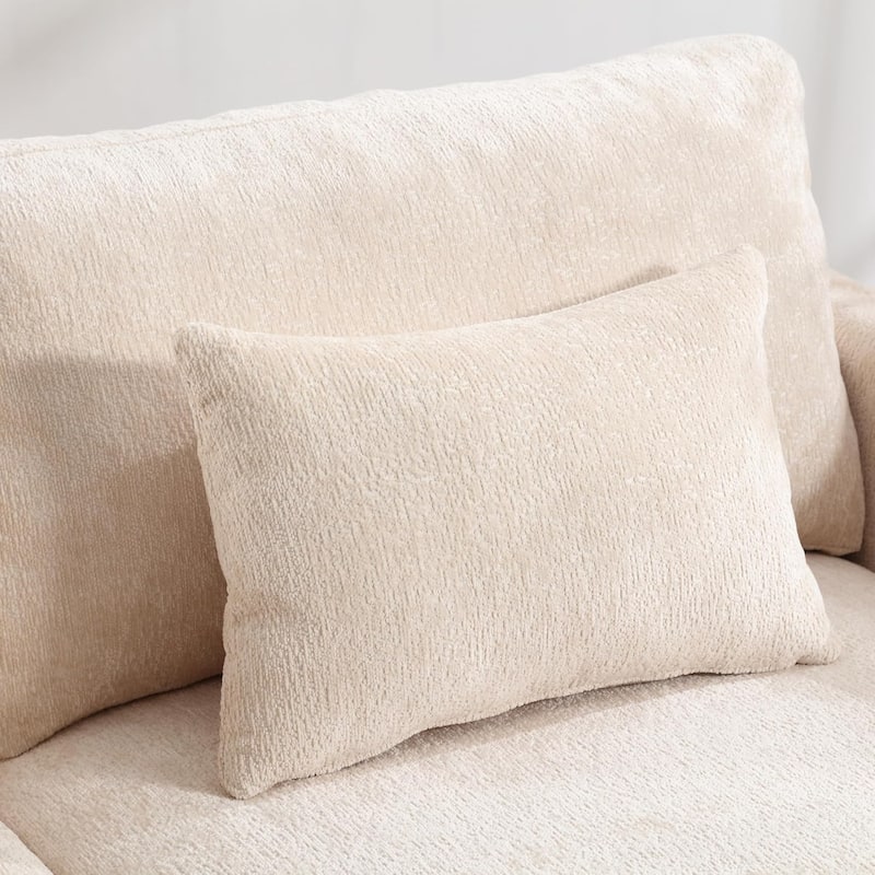 Roomfitters Chenille Loveseat Sofa, Mid-Century 2-Seat Upholstered Couch with Wooden Legs for Living Room