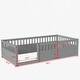 preview thumbnail 12 of 10, Grey Twin Size Pine Floor Bed Frame with Fence