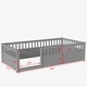 preview thumbnail 3 of 7, Twin Floor Bed Frame with Safety Fence for Kids' Bedroom & Playroom, Grey