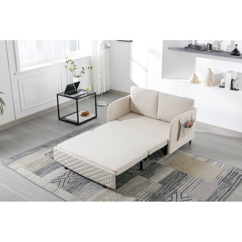 Modern Velvet Loveseat Couch with Pull Out Bed