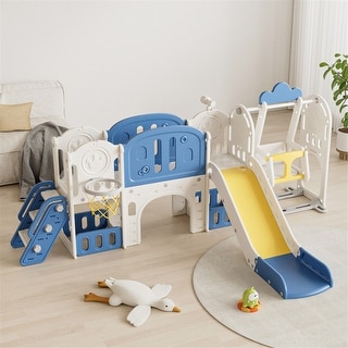 Toddler Kids Slide Playground for Age 1-4 with Basketball Hoop, Swing