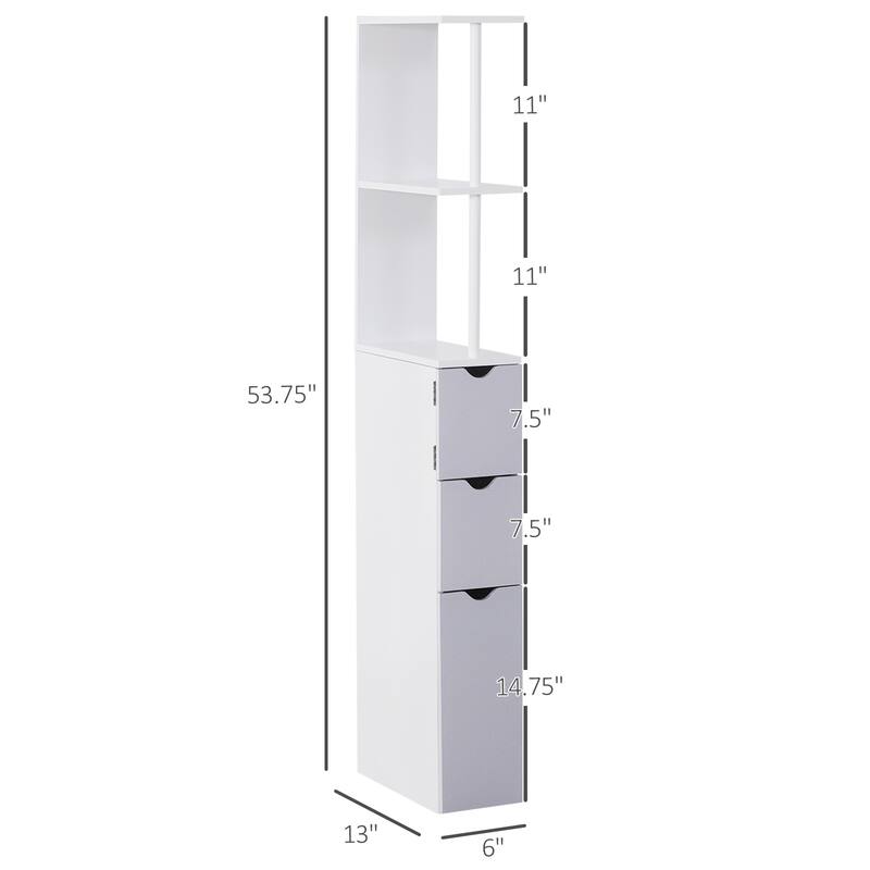 Bathroom Display Cabinet Corner Cabinet with Open Shelves, White Side Floor Storage Organizer with Drawers