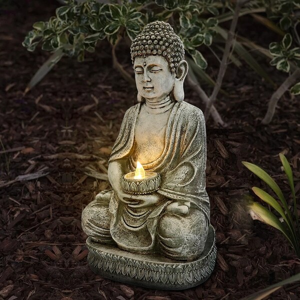 Solar powered garden buddha cheap