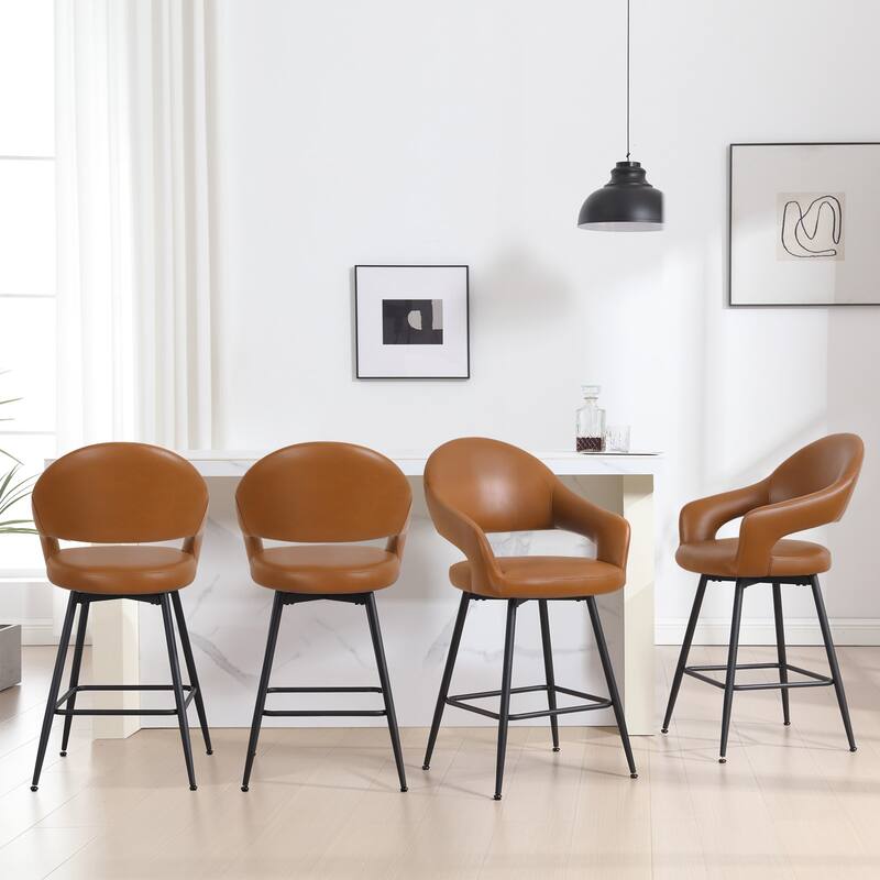 26" Velvet/ Faux Leather Counter Height Swivel Bar Stools Set of 2/4 - 39.2"H x 20.4"W X 22"D