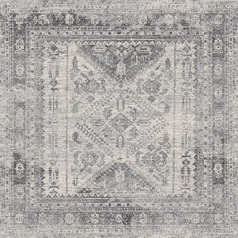 Livabliss Monte Carlo Updated Traditional Medallion Area Rug - Charcoal - Square - 5' 3" x 5' 3"