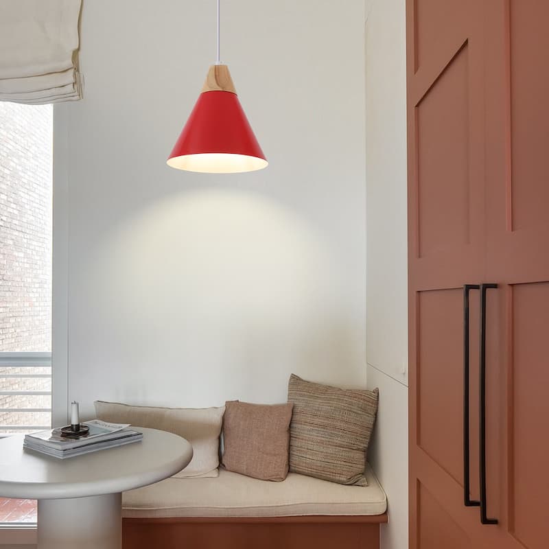 Farmhouse Pendant Light Fixture with Wood and Metal for Kitchen, Hallway,Living Room