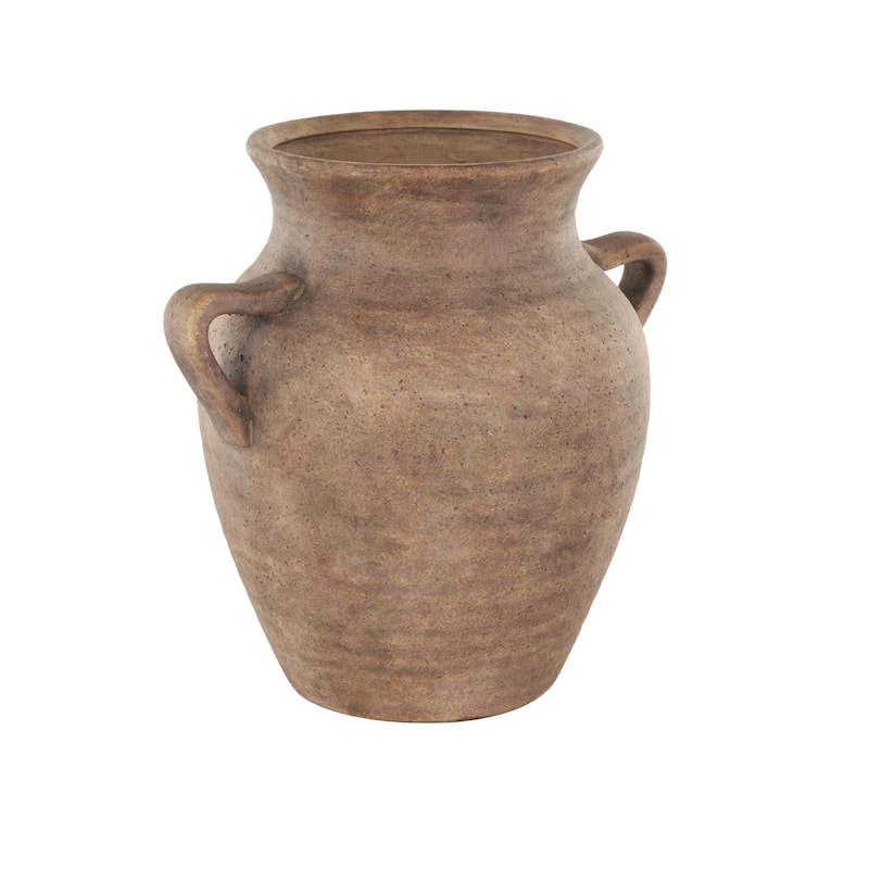 Ceramic Antique Style Textured Vase with Handles - Copper or White - Roche River Decor
