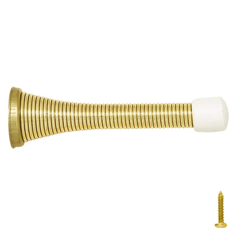 Design House 188276 3-1/8" Baseboard Mounted Spring Door Stop - Polished Brass