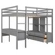 preview thumbnail 13 of 16, Gray Full Size Pine Loft Bed with Built-in Desk & Drawers