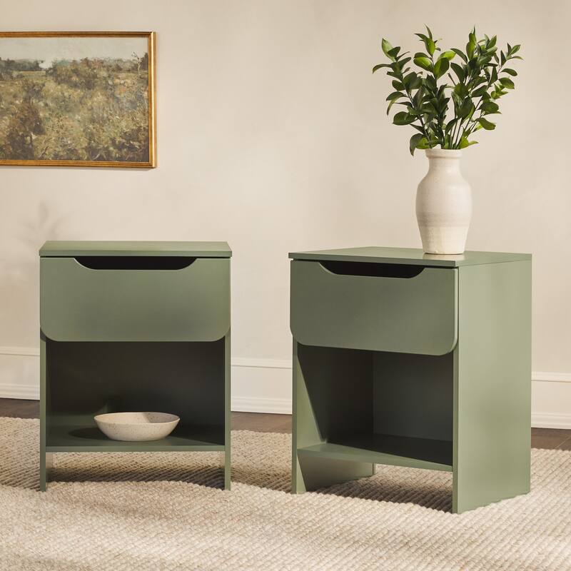 Middlebrook Designs Modern 1-Drawer Nightstand with Cubby (Set of 2)